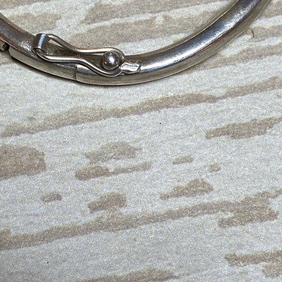 Vintage sterling silver blue turquoise oval hinge bracelet - Picture 3 of 4